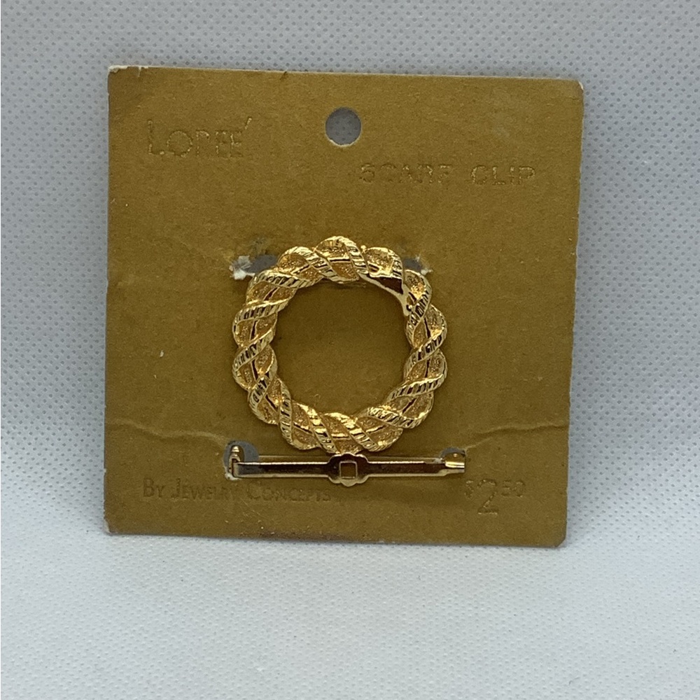 Vintage Loree Scarf Clip Circle Original Card Jewelry Concepts Gold 2 Pc NWT